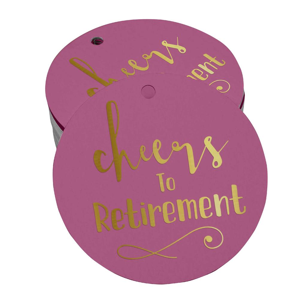 Inkdotpot Pack Of 100 Real Gold Foil Paper Tags Cheers To Retirement Favor Hang