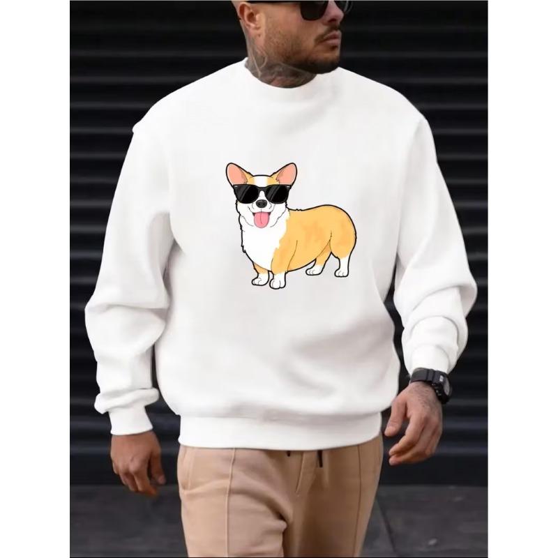 Men's Christmas Hip Hop Cartoon Print Long Sleeve Crewneck Sweatshirt, Soft Comfortable For Home And Outings.