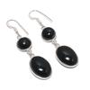 Natural Black Onyx Gemstone 925 Sterling Silver Jewelry Earring 2.17" AE-12196