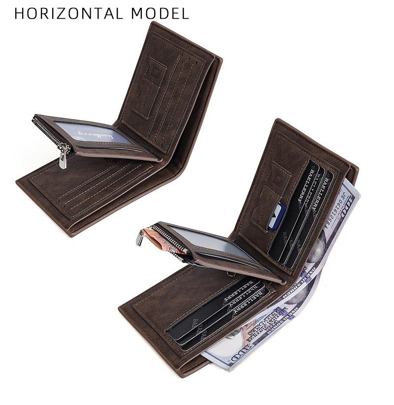 Trendy Men's Color Stripe Wallet with Logo, Card Holder, Zipper Pocket