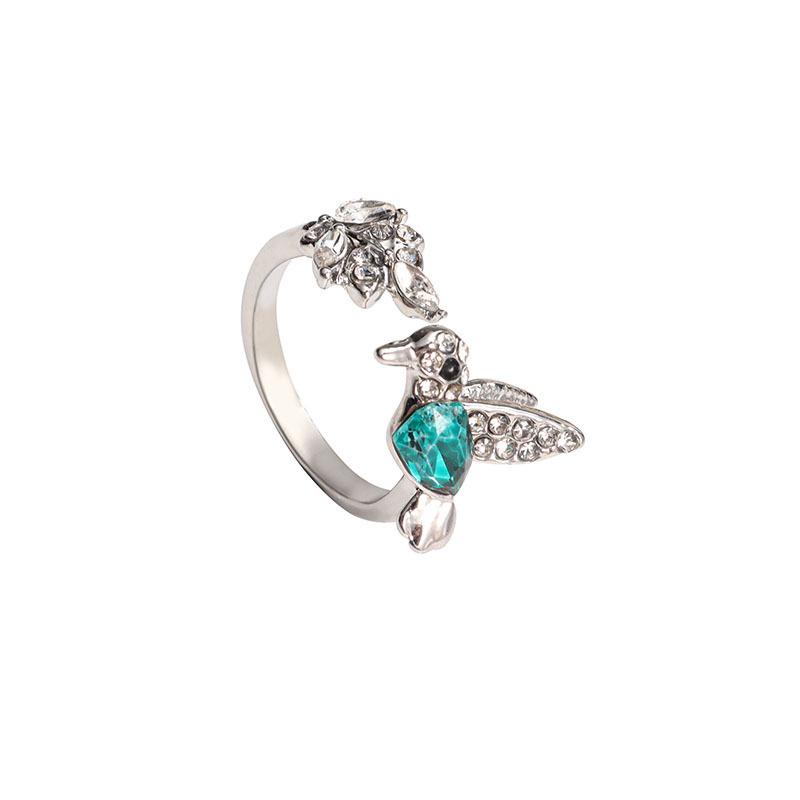 Trendy Adjustable Green Hummingbird Ring