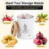 Garlic Keeper Fresh Keeping Garlic Storage Box with Wood Lid Ginger Canister Container 11x11x13.2cm Large Capacity Kitchen Saver for Countertop