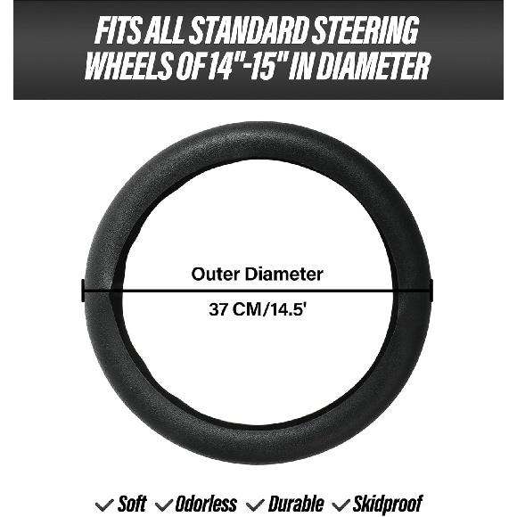 ESEWALAS Car Silicone Steering Wheel Cover,Soft Odorless Silicone Leather Texture Steering Cover,Universal 13-15Inch Car Steering Wheel Protector