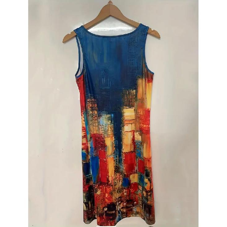 European And American-Border Women'S Dress Summer Sleeveless Midi Dress Amazon Women'S