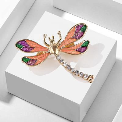 Mode Tropfenöl Emaille Farbe Libelle Insekt Legierung Strass Brosche Anstecknadel Herren- und Damenbekleidungszubehör Geschenk