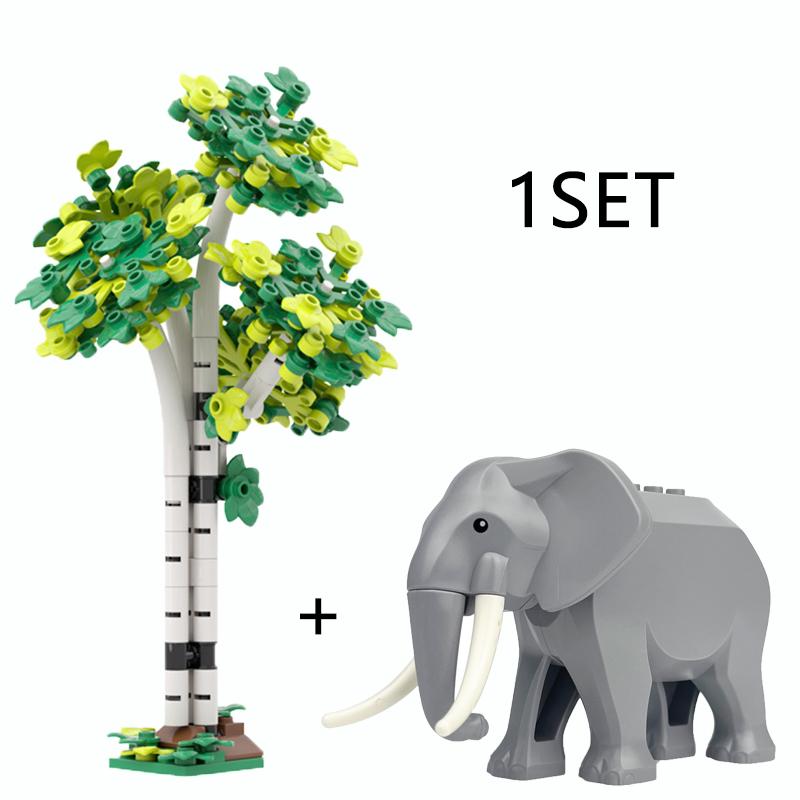 MOC Bausteine Spielzeug Modell DIY Kreative Steine Baum-Sets Bauen Garten Pflanze Wald Zusammenbauen Natürliche Stadt Straßenansicht Park Dschungel