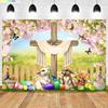 Easter Party Wreath Spring Garden Children's Photography Props  Rabbit Colorful Eggs Newborn Portrait Shoot Background FH-60