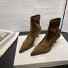 Fashion Fashion Elegant Ladies High Heels New Satin Pointed Toe Short Boots 2025 Autumn Women Thin Heel Stretch Sock Boots Female Shoes