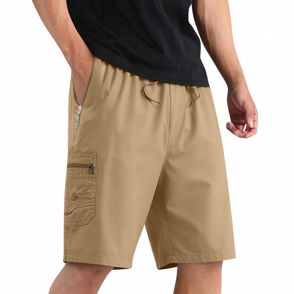 Pantaloncini Cargo Estivi Leggeri da Uomo Multi Tasche Casual da Lavoro Coulisse Vita Elastica Pantaloncini Sportivi da Esterno