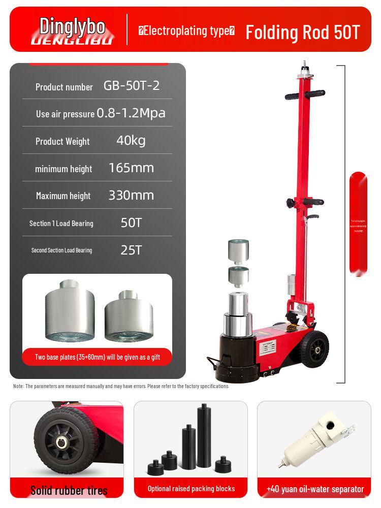 Heavy Duty Horizontal Pneumatic Hydraulic Jack, 80/100 Ton for Auto Repair with Special Air Pressure and 30/50T Hydraulic Oil Capacity.