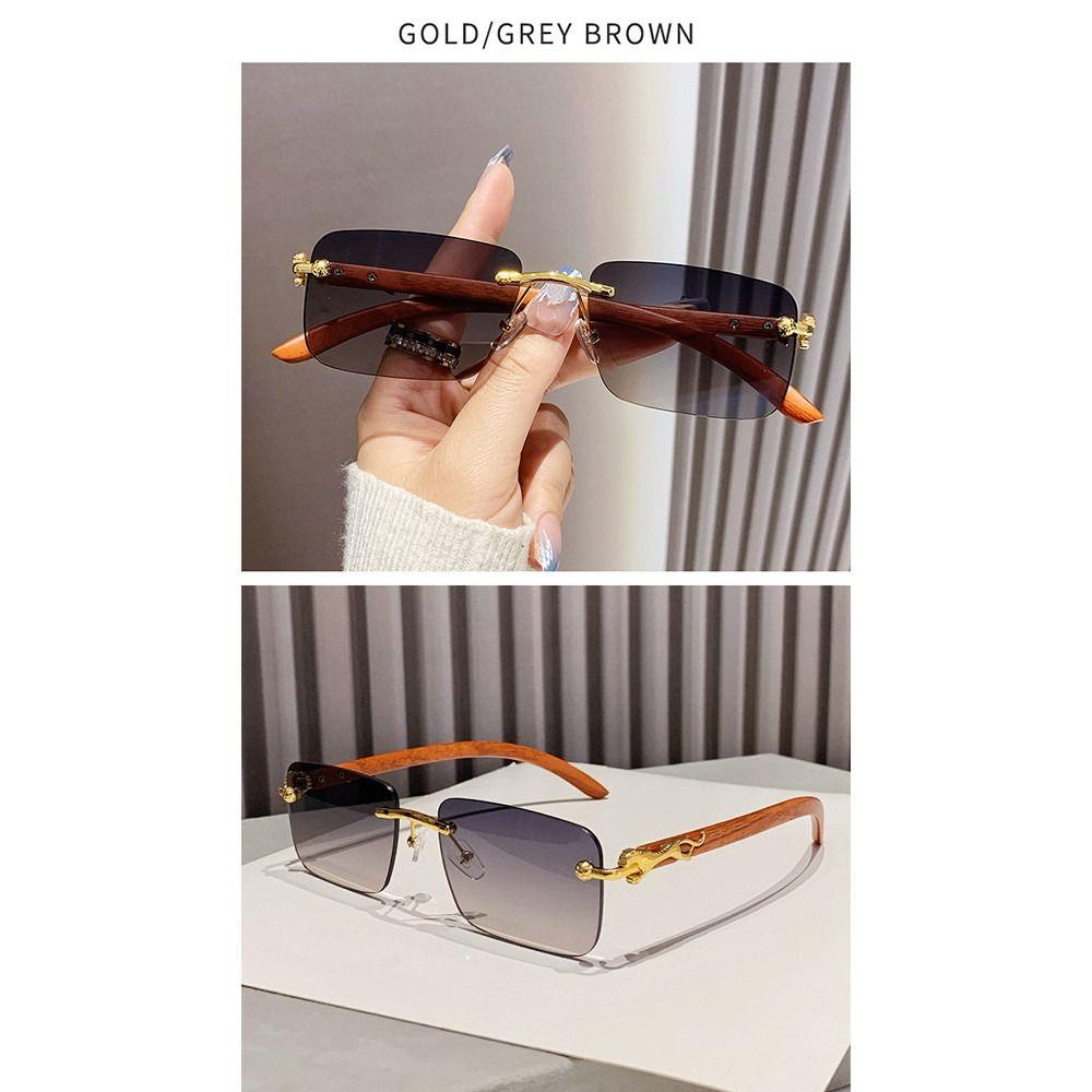 Vintage Rimless Sunglasses UV400 Gradient Eyewear Retro Metal Sun Glasses  for Women & Men