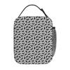 Elegante Bolsa de Almuerzo Aislada con Patrón de Murciélago Blanco y Negro para Niños, Nevera Escolar, Contenedor Térmico para Comida, Bolsa de Tote, Fiambreras Portátiles