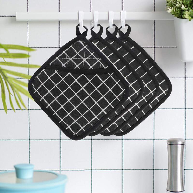 1PC Insulation Pad Cloth Pot Holder Cotton Pocket Mitts Heat Resistant