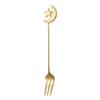 Stainless Steel  Spoon Fork Star Moon Tableware Set Gold Coffee Spoon Teaspoon Fruit Dessert Accessorios Cake Home Restaurant