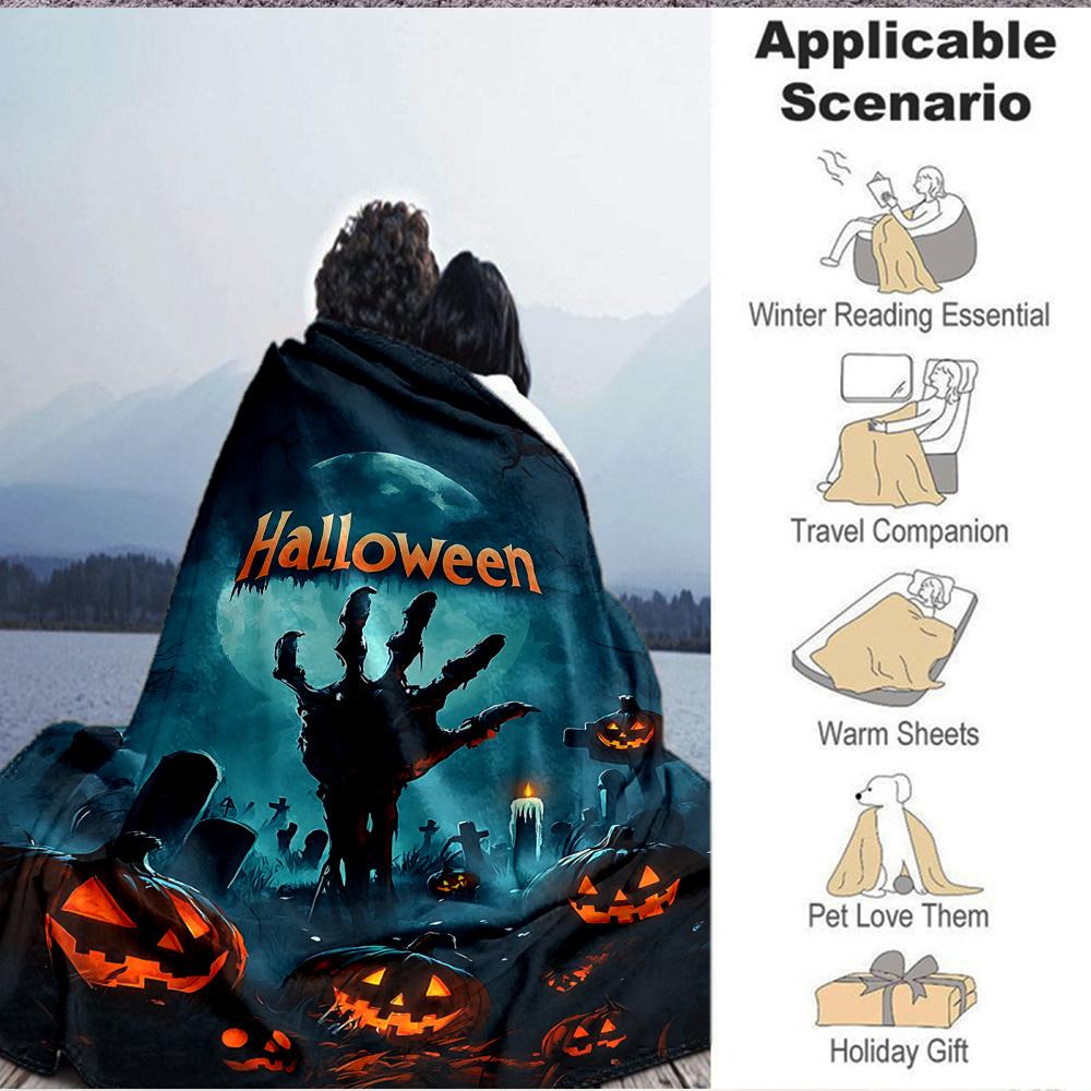 1pc Halloween Decorations Blanket Lightweight Blanket Throw Blanket For Sofa, Bed, Travel, Camping, Livingroom, Office yy251010041