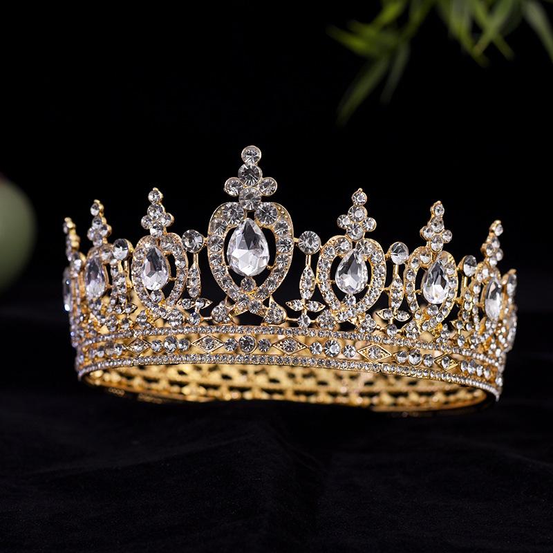 Роскошные стразовые короны Большие круглые короны Свадебные аксессуары Наряды для бала Короны Украшения и Серебряные короны для европейских и американских невест