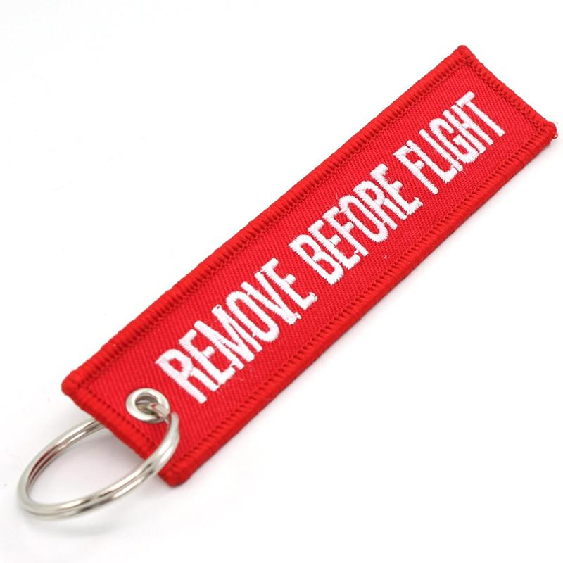 5 ST Bilnyckelring Ta bort före flygning Jet Tag Nyckelring Båda sidor Textbroderi Flygnyckelring Bilnyckelring