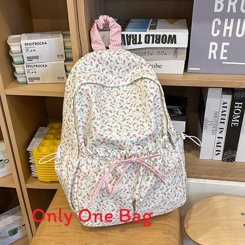 Nylon Floral Backpack For Teens With Drawstring Design For Teen Girls Daily Carry