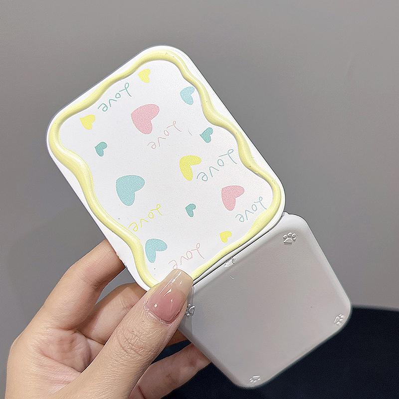 Cartoon Bow Love Heart Portable Mirror Comb Set Foldable Creativity Student Cartoon Mirror And Hair Comb Girls Gifts