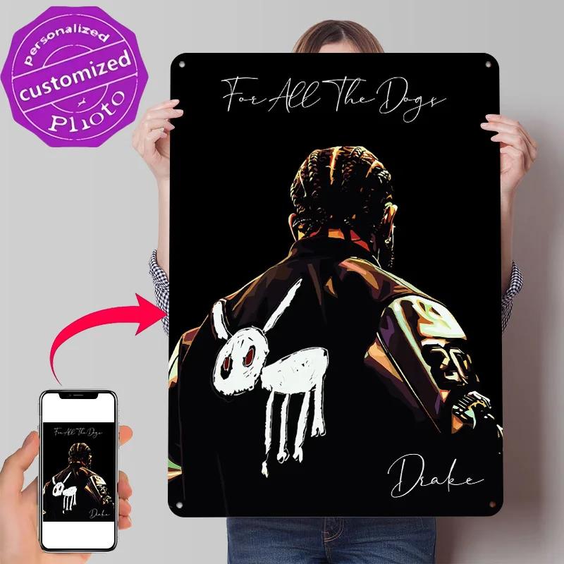 Drake For All The Dogs Personalized D Textured Metal Poster Wall Art Tinplate Sign for Luxury Decoration Home Decor Ornaments