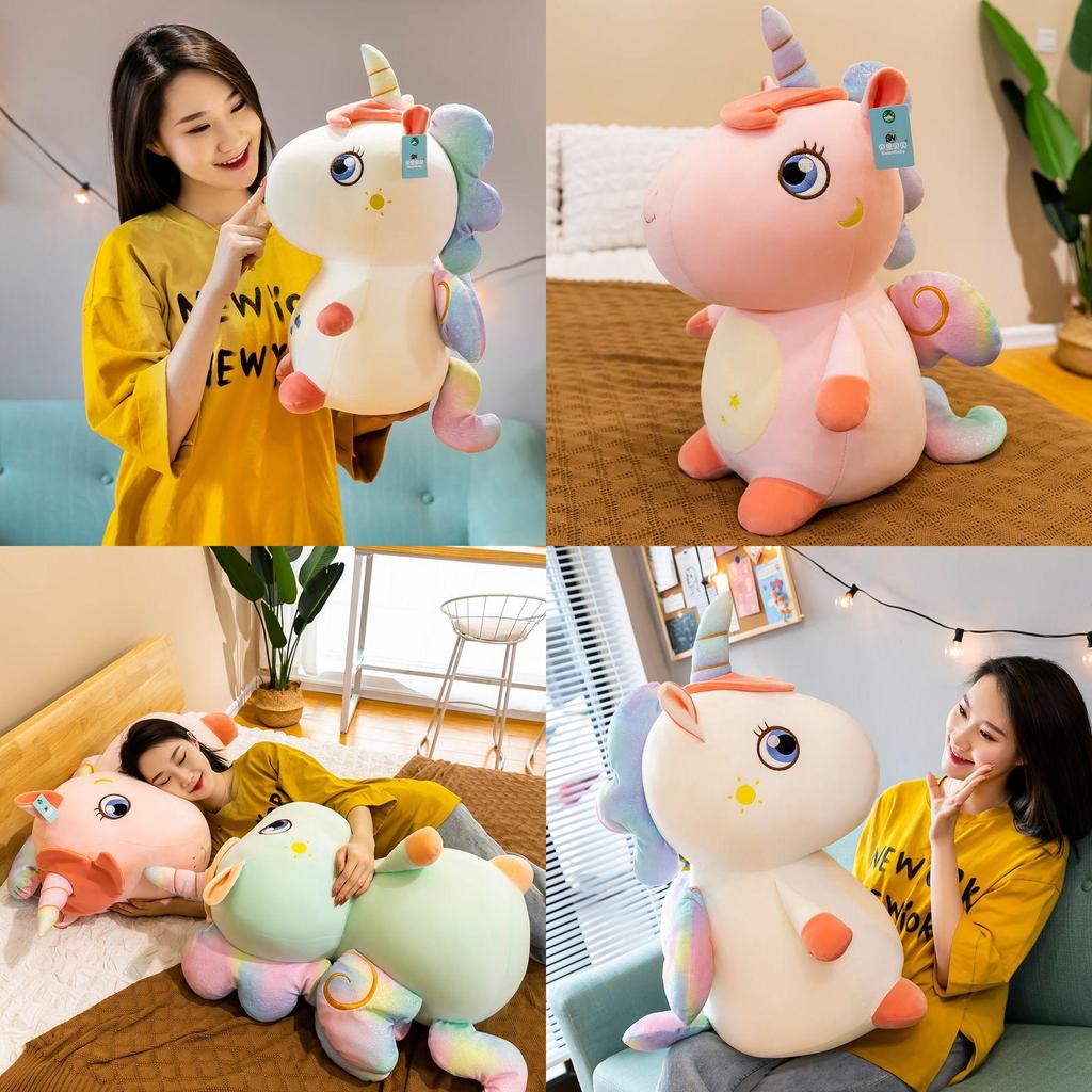 Adorável Pelúcia de Unicórnio Macio Redondo Gordo Unicórnio Cavalo Anjo Para Meninas