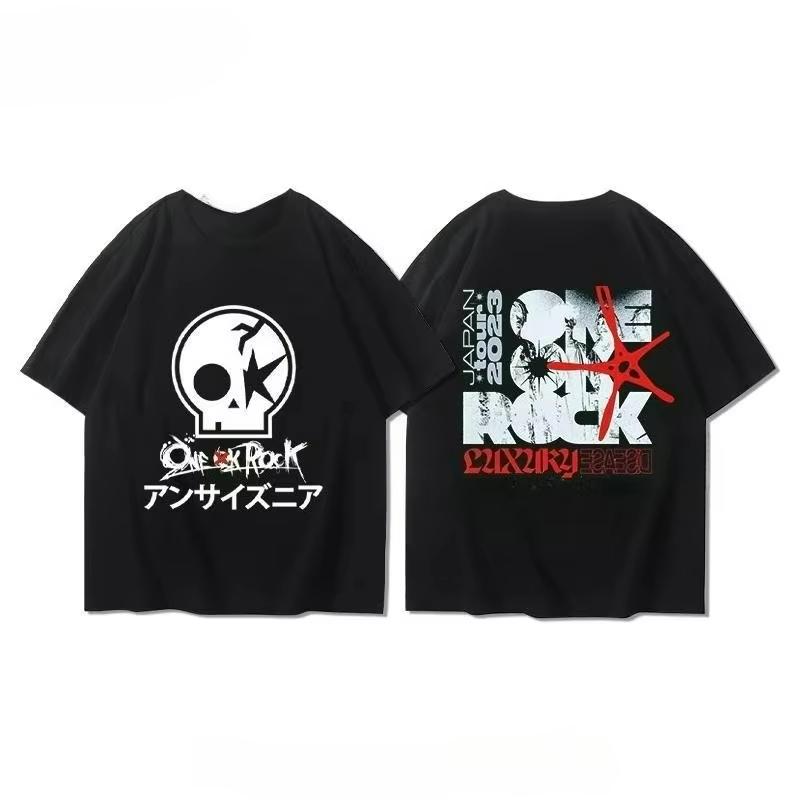 

2025 One Ok Rock Band Hip Hop Heavy Metal Street Culture Oversize Personality Summer Jazz T-shirt Loose Casual T-shirt Men Women S