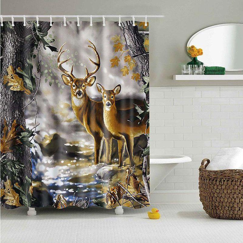 Fabric Waterproof Bathroom Shower Curtain Sheer Panel Decor 12 Hooks New