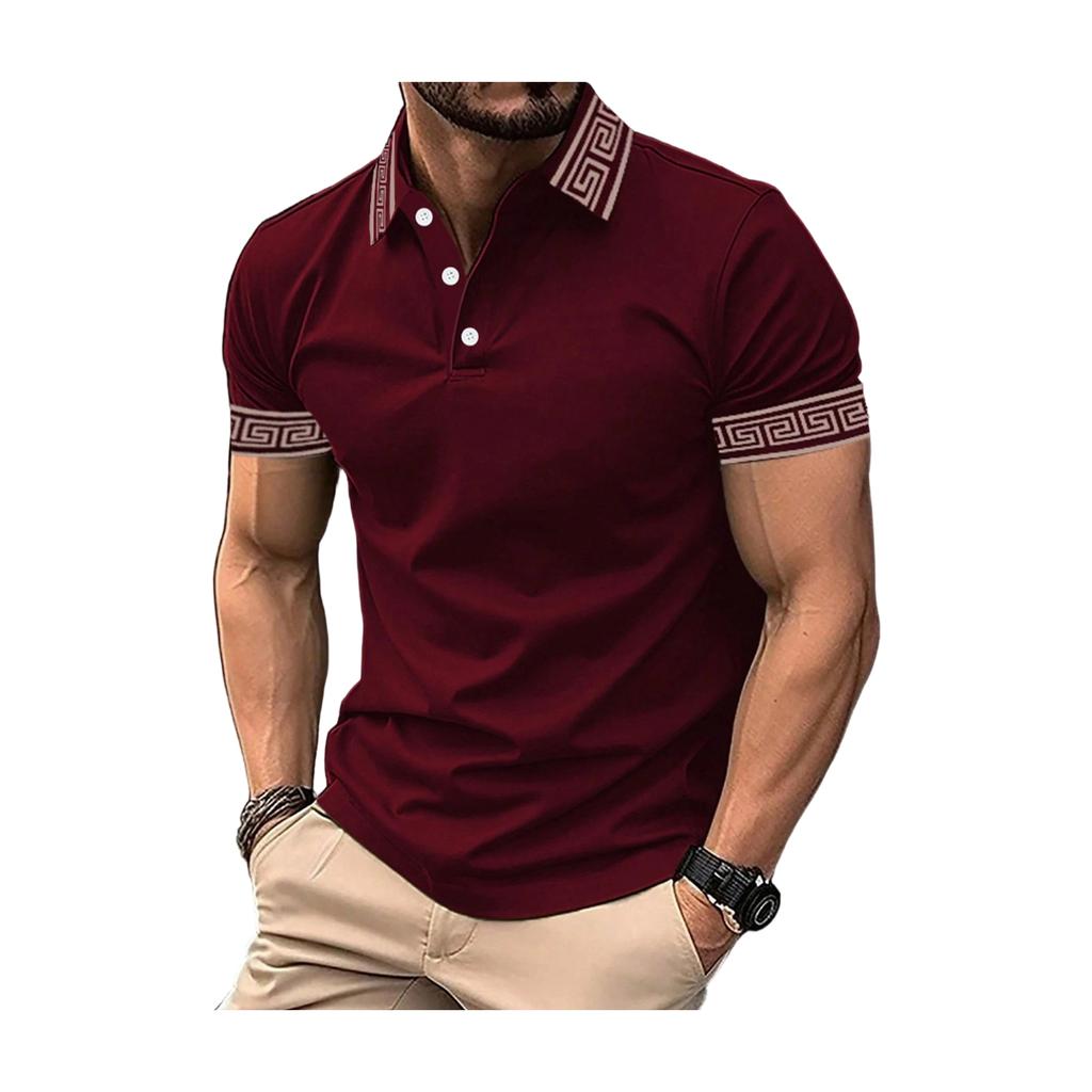Men’s Short Sleeve Polo Shirt Classic Fit Soft Cotton Knit Top with Trim and Button Placket for Casual Wear