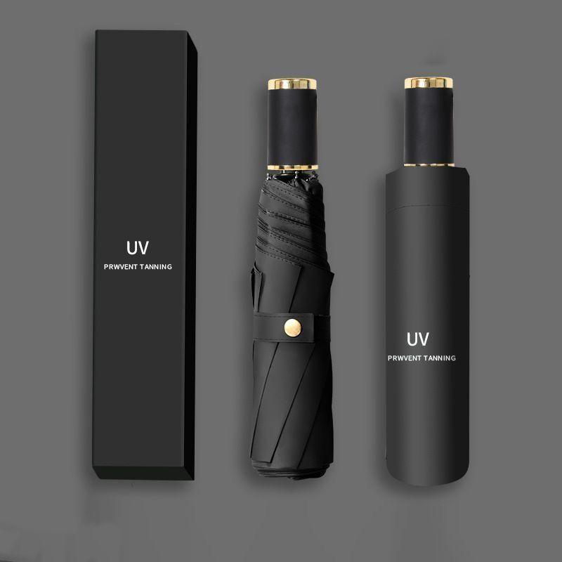 Thickened Black Glue Manual Folding Umbrella: Sun & Rain Protection for Men