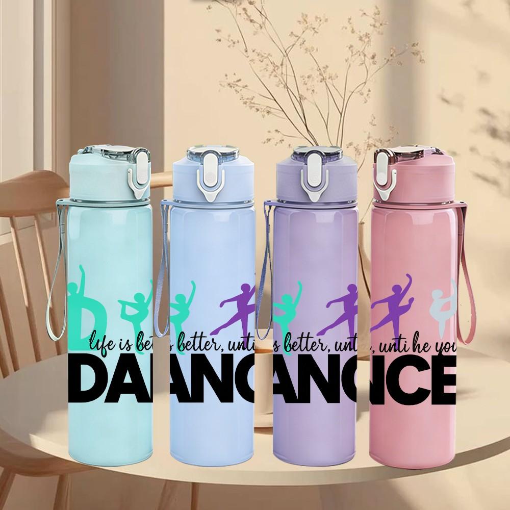 1PC Dancer Hand Silhouette Print 750ml Color Plastic Sports Water Bottle Leakproof Flip Straw Lid Suitable for Sports Office Home Use