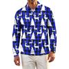 Men's Golf Shirt Long Sleeve Casual Christmas Print Quick-Dry Mesh Top