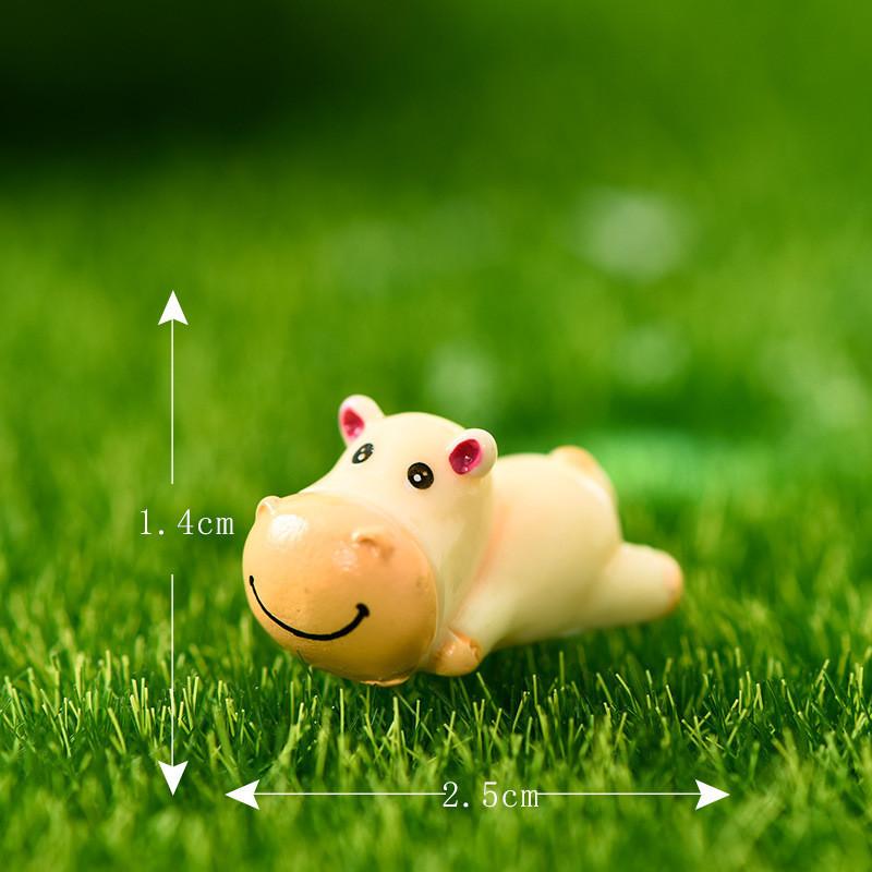 Cute Resin Ox Figurine Cartoon Style Diy Miniature Animal Decoration Set