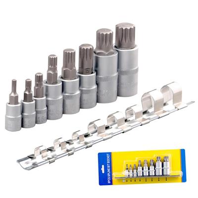 8pcs 1/4" 3/8" 1/2" Torx Bit Socekt Set Adapter Allen Key Spline Bits Universal Head For Torque Spanner Ratchet Socket Wrench