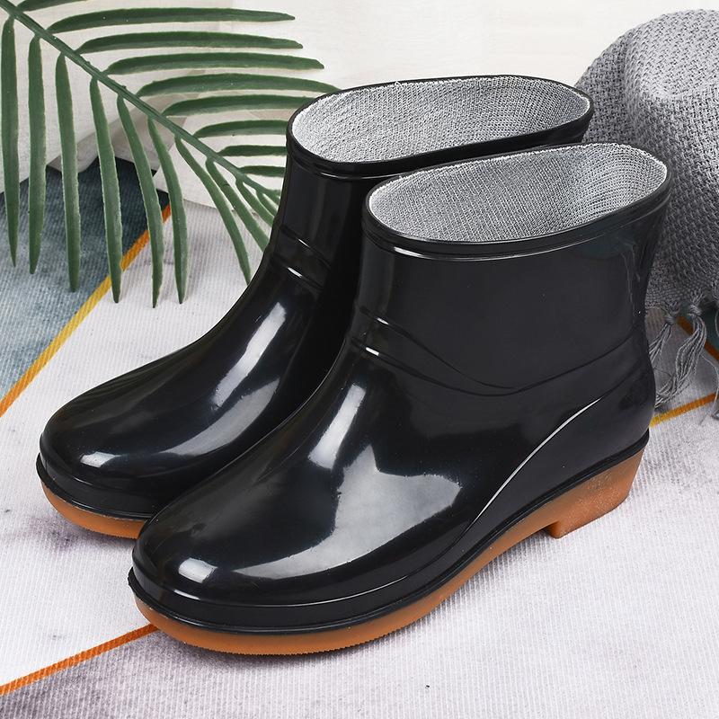 Rain boots women's low tube non-slip fashion kitchen women's rain shoes short tube fashion water shoes beef tendon sole adult water shoes