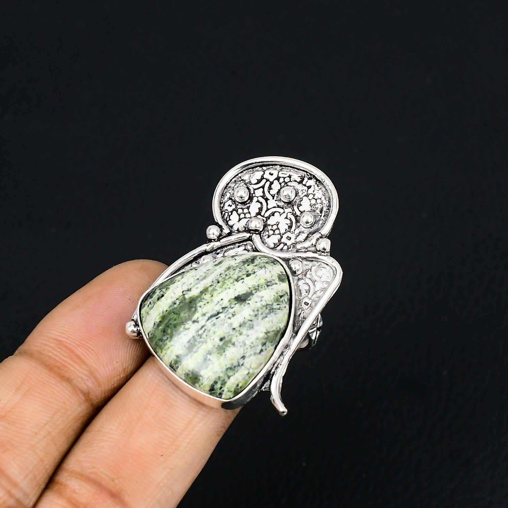 

Natural Green Swiss Opal Gemstone Promise Ring Size 6.5 925 Sterling Silver 6.5