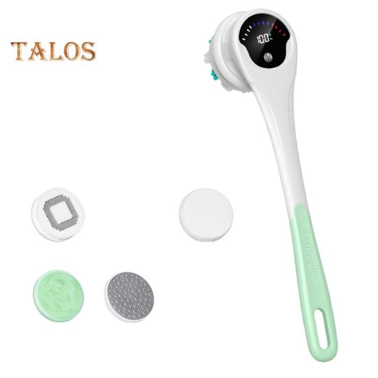 Elektrický koupelový kartáč s 5 kartáčovými hlavicemi Vodotěsný Dobíjecí Design s dlouhou rukojetí 3-rychlostní rotace Sprchový masážní kartáč