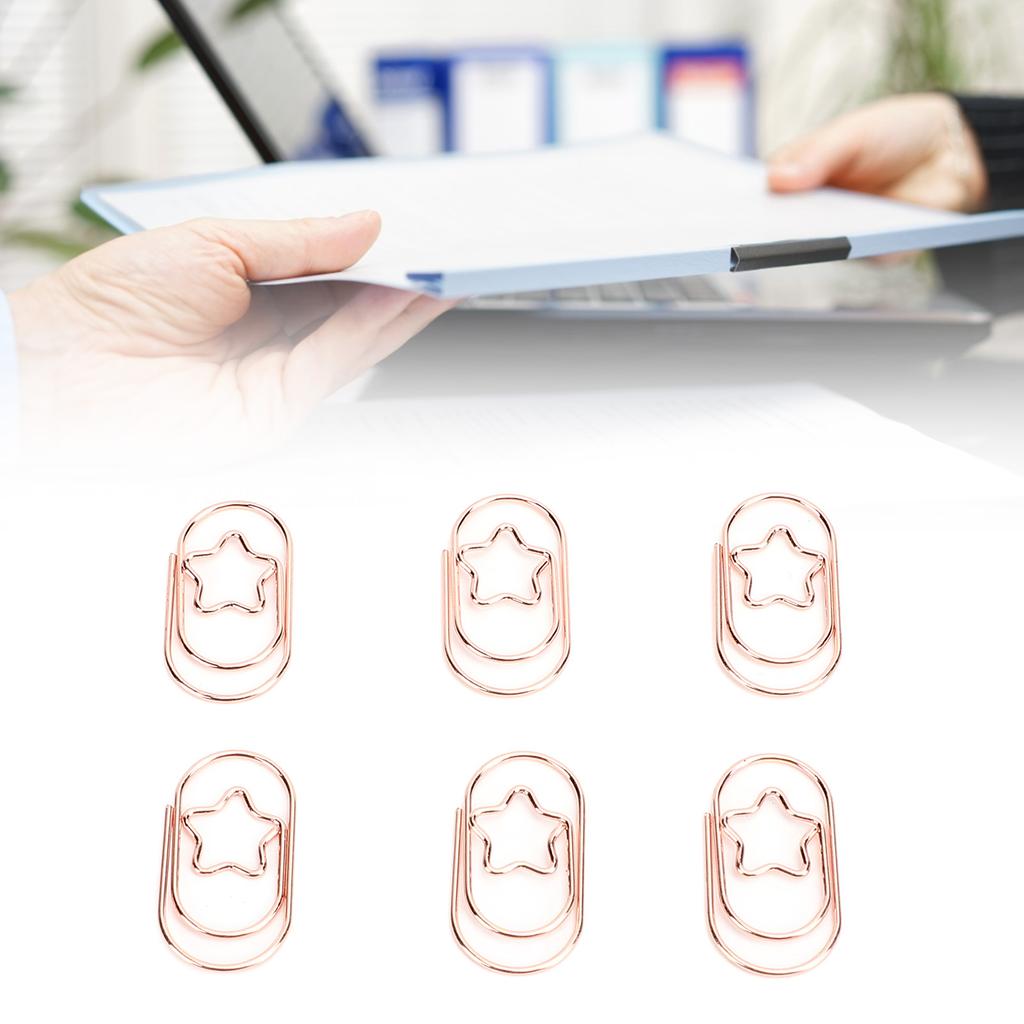 300PCS Paper Clips with Star Shaped Decoration Stainless Steel Non Slip Paperclips for School Document Organizing