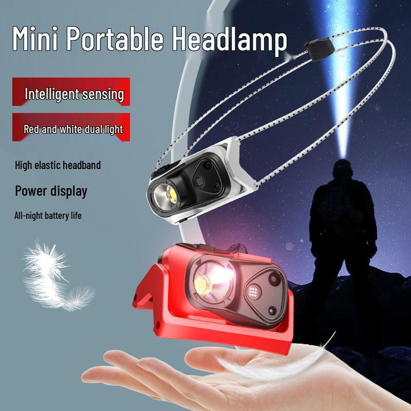 High-Intensity LED Headlamp with Light Sensing, USB Rechargeable, Portable for Outdoor Running, Fishing, and Adventure