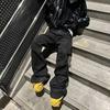RO style American dark tide brand hand-brushed wax coating elastic micro-pull jeans bootcut floor mopping men's pants
