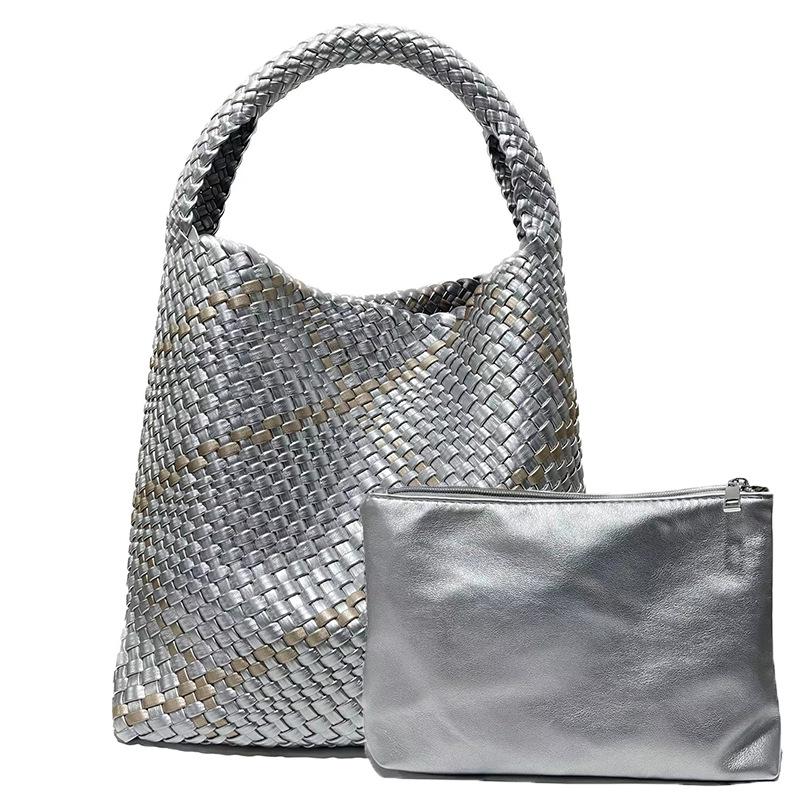 Women's Large Capacity Cross-Border Woven Shoulder Bag - Versatile Shopping & Commuter Tote