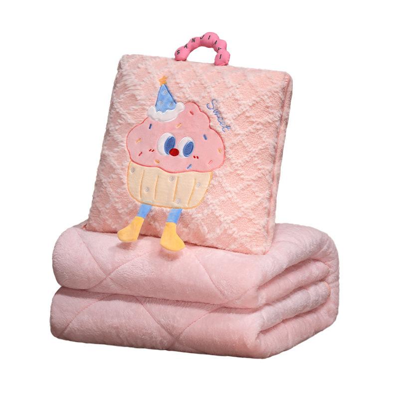 Creative and Fashionable Pillow Quilt Blanket Two-in-one Two-dimensional Wash Cotton Nap Air Conditioner Pillow Embroidered Plush Head Cushion