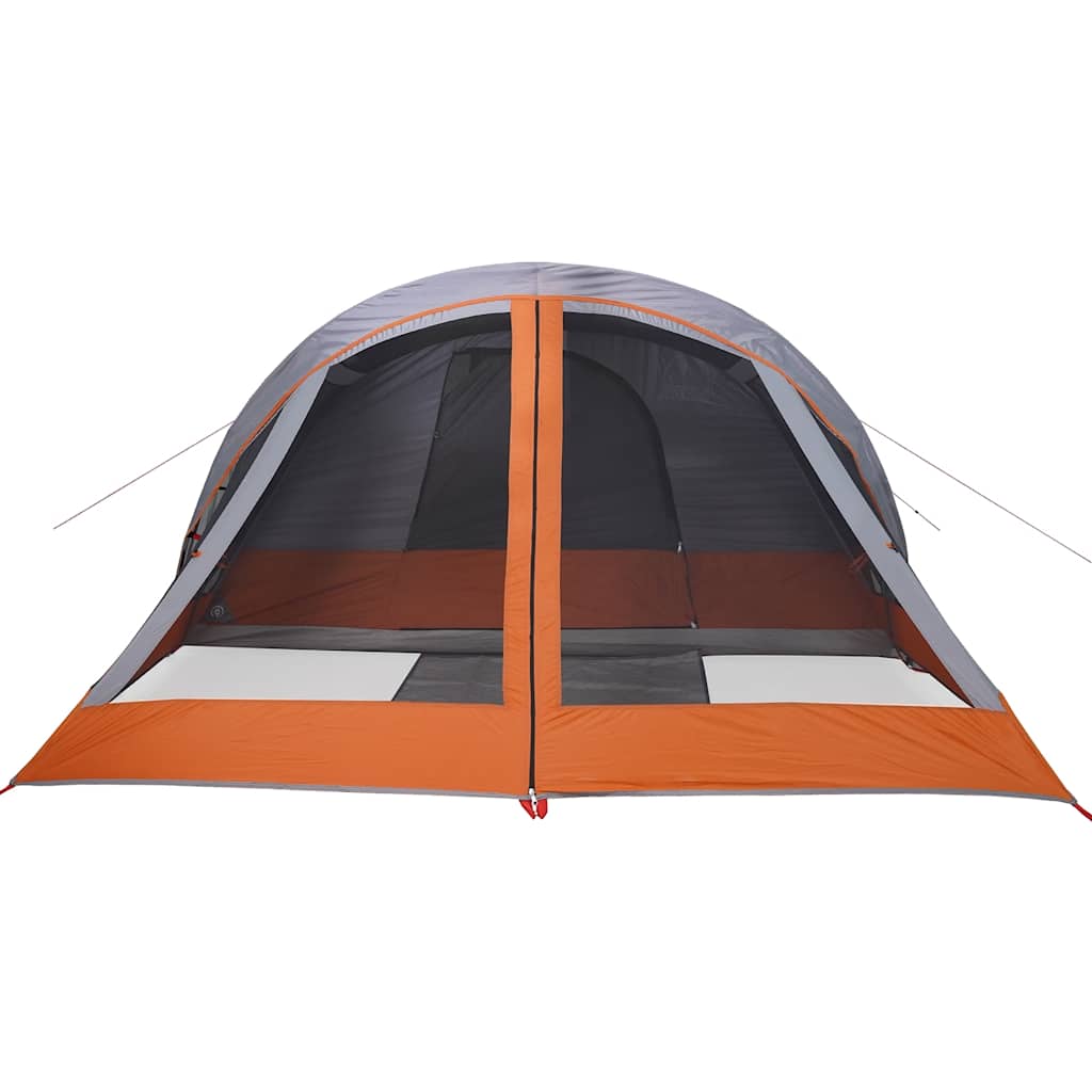 4 Person Camping Tent Grey and Orange Waterproof