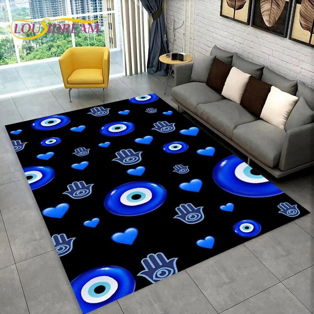 Nazar Evil Eye Tree of Life Area Rug,Carpet for Home Living Room Bedroom Sofa Doormat Kitchen Decor,kids Play Non-slip Floor Mat