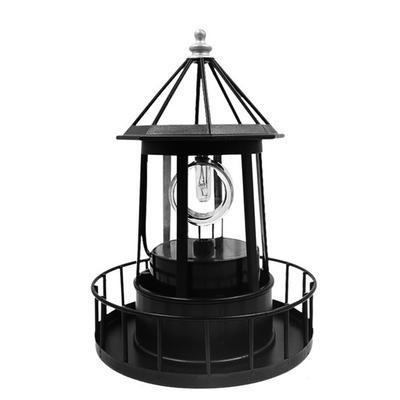 LED Solar Lighthouse Solar Beacon Tower Rotating Light European Style Outdoor Decorative Ornament