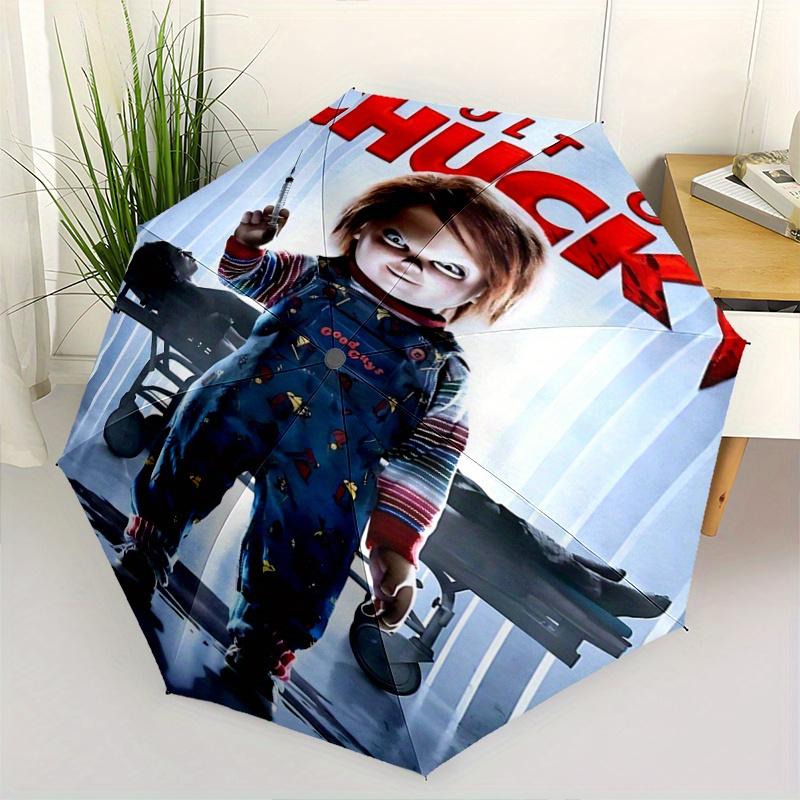 1pc Chucky's Cult Automatic Folding Umbrella - 3 Folding Design, Vivid Cartoon Pattern, Suitable for Outdoor Activities, A Gift for Fans In All Season