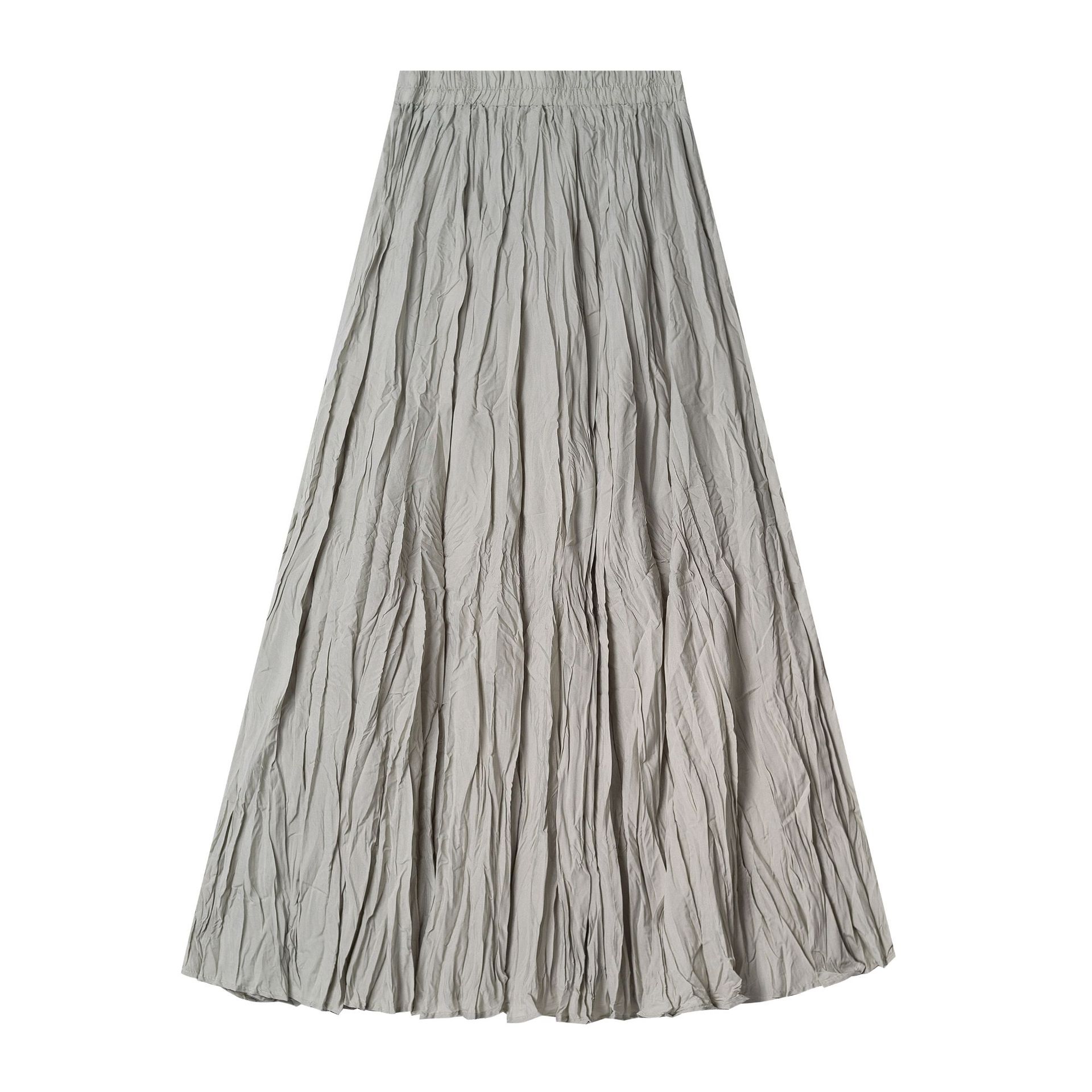 

Легкая роскошная юбка-плиссе с ленточками, женская новая большая юбка-маятник с тонкой складкой, юбка А-образной формы, большая длинная юбка-маятник average size серый