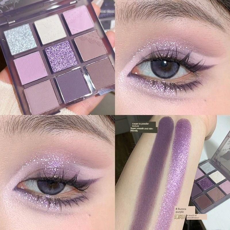 Purple Series Eyeshadow Palette 2025 New Model Smoky Glitter Shimmer Pearlescent Matte Fine Shimmer Single Color Clear Cool Highlighter