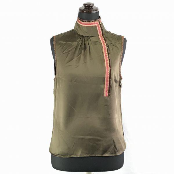 

Weekend Max Mara 100% Silk Sleeveless Top Neck Red Line Women M Brown(USED)