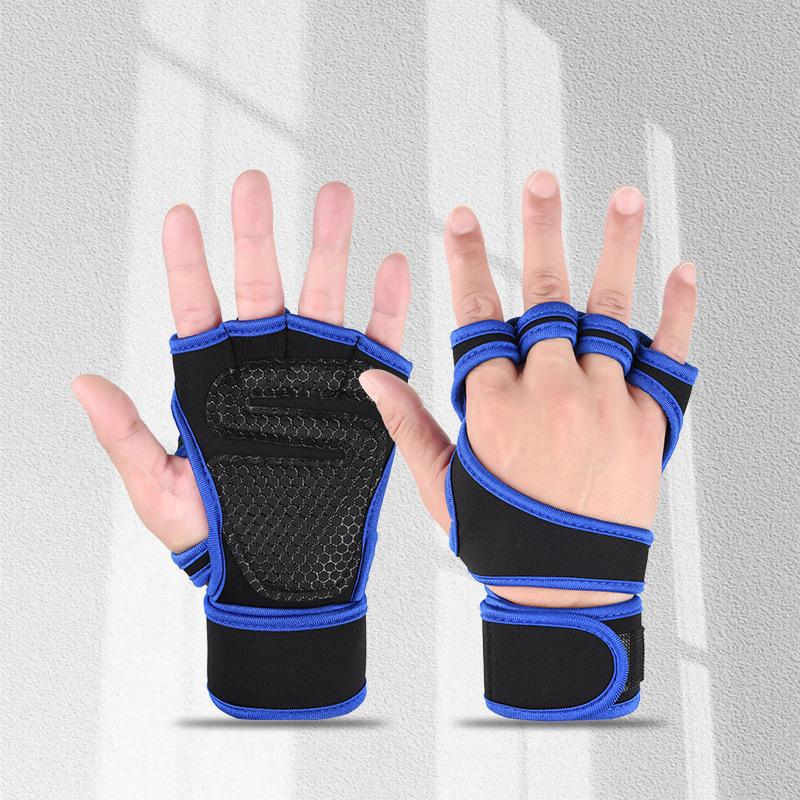 Anti Slip Horizontal Bar Equipment Training Pull-up Anti-cocooning Sports Gym Fitness Half Finger Gloves with Wrist Guards