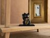 Ginjado Maneki Neko Black Lacquer Hand of Cat Maneki Neko Good Luck Feng Shui Figurine Takaoka Copperware Neko Color_Right Raised/Made Metal_Lucky